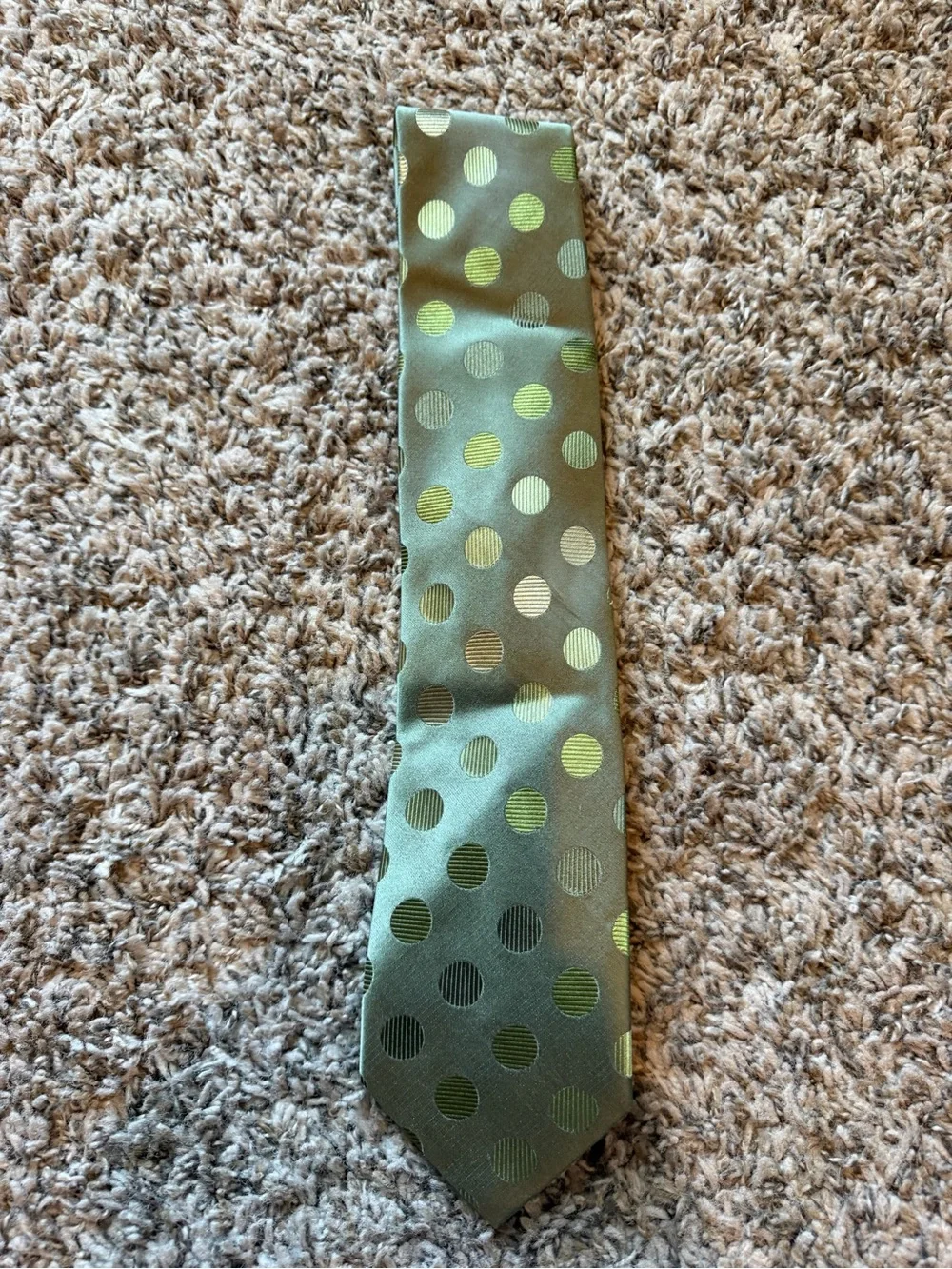 BCBG Attitude Olive Green Polka Dot 100% Silk Necktie